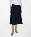Mango Short-sleeved Fine-knit Sweater White In Dark Navy