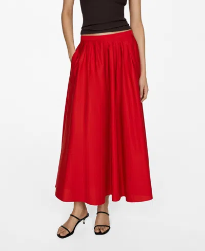 Mango Women's Cotton Pleated Skirt In Red