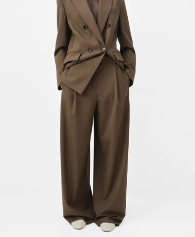 MANGO WOMEN'S PLEATED STRAIGHT-LEG SUIT PANTS