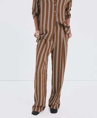 Mango Women's Pleated Striped Pants In Brown
