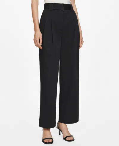 Mango Pleated Suit Pants Black