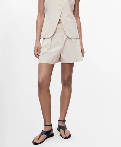 Mango Women's Pleated Tailored Shorts In Sand