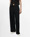 Mango Women's Pleated Wide Leg Pants In Black