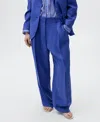 Mango Women's Pleated Wide Leg Suit Pants In Blue