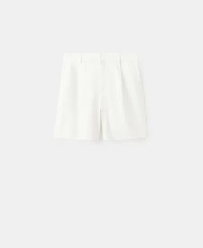 Mango Women's Pleats Mid-rise Denim Bermuda Shorts In White