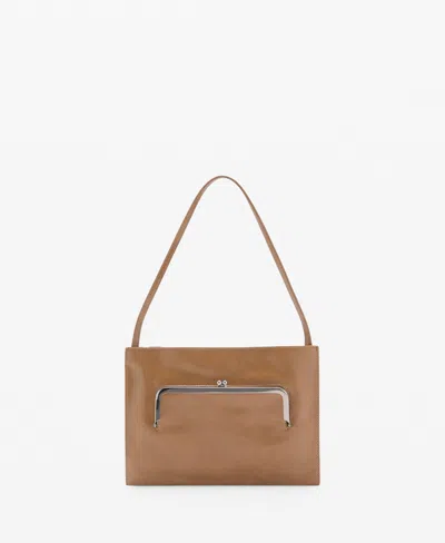 Mango Front Pocket Detail Shoulder Bag In Brown