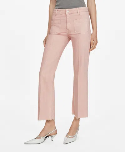 Mango Women's Pocket Detail Flared Jeans In Pink
