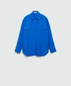 Mango Lyocell Shirt With Pocket In Blue