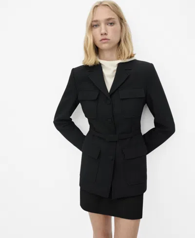 Mango Four-pocket Stretch Blazer In Black