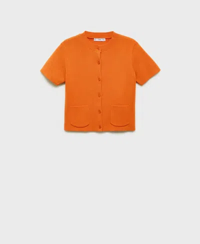 Mango Women's Pocket Knit Cardigan In Orange