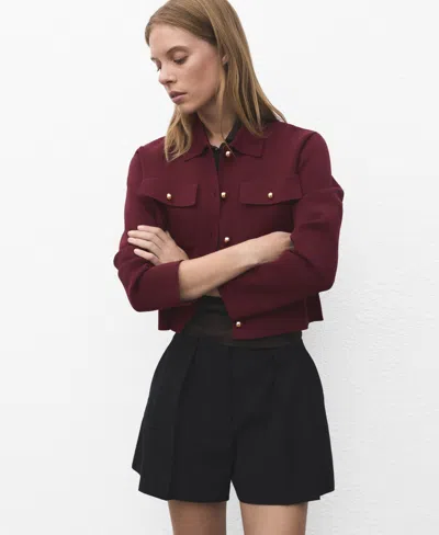 Mango Women's Pocket Knit Jacket In Burgundy