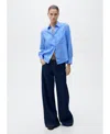 Mango Linen Mix Shirt In Blue