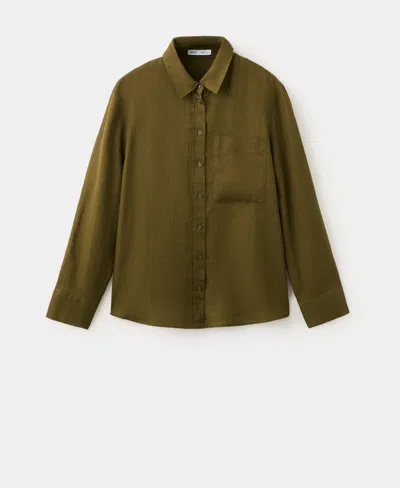 Mango Women's Pocket Linen Shirt In Blue