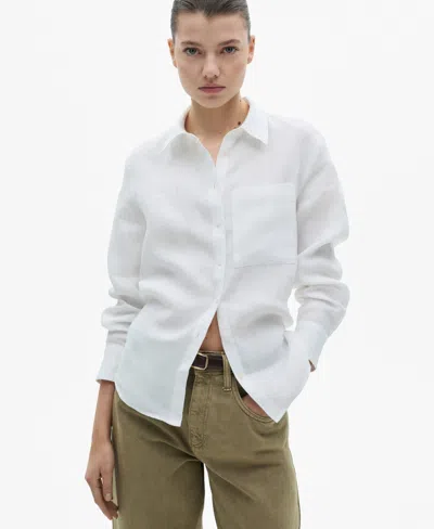 Mango Women's Pocket Linen Shirt In Off White