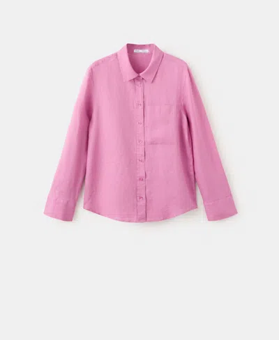 MANGO WOMEN'S POCKET LINEN SHIRT