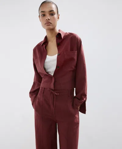 Mango Women's Pocket Lyocell Overshirt In Brown