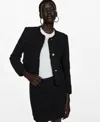 Mango Pocket Tweed Jacket Black In Black