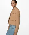 Mango Pocket Tweed Jacket In Medium Brown