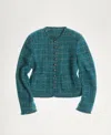Mango Women's Pocket Tweed Jacket In Petrol Blue