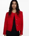 Mango Pocket Tweed Jacket In Red