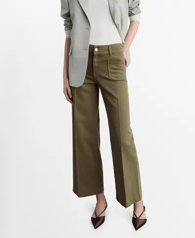 MANGO WOMEN'S POCKET WIDE LEG JEANS