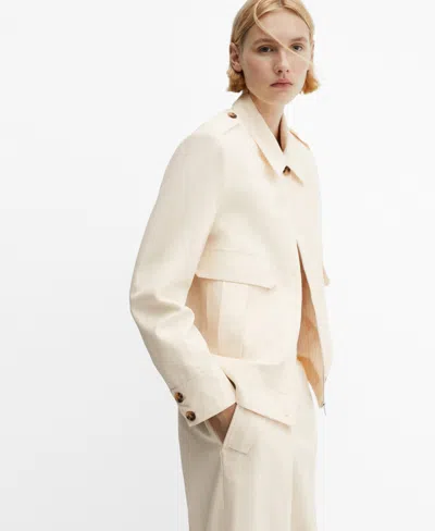 Mango Women's Pocketed Cotton Jacket In Natural White