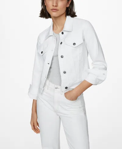Mango Women's Pocketed Denim Jacket In White
