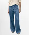Mango Patch Pocket High Waist Wide Leg Jeans In Medium Blue
