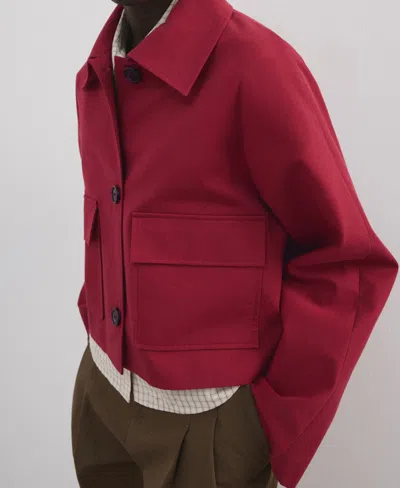 Mango Women's Pockets Cotton Jacket In Red