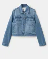 Mango 100% Cotton Cocoon Denim Jacket In Blue