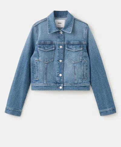Mango 100% Cotton Cocoon Denim Jacket In Blue
