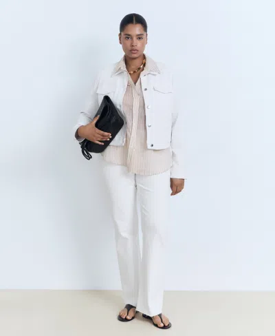 Mango Women's Pockets Denim Jacket In White
