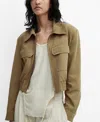 Mango Veste Crop Poches In Beige-kh