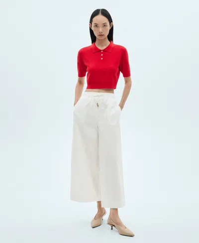 Mango Women's Pockets Detail Culotte Pants In White