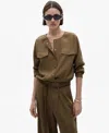 Mango Lyocell Jacket With Pockets Khaki