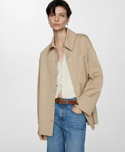 Mango Women's Pockets Detail Oversized Overshirt Jacket In Beige