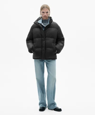 Mango Pocket Quilted Jacket Black