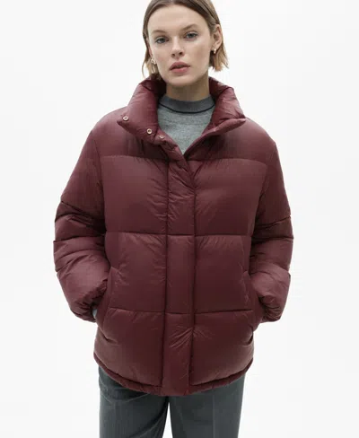 Mango Women's Pockets Detail Quilted Anorak In Maroon