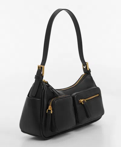 Mango Women's Pockets Detail Shoulder Bag In Black