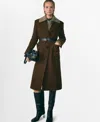 Mango Virgin Wool Coat With Pockets Khaki In Khaki