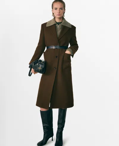MANGO WOMEN'S POCKETS DETAIL VIRGIN WOOL COAT