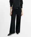 Mango Snakeskin Effect Faux Leather Wide Leg Jeans In Black Denim