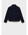 Mango Wool Jacket With Pockets Dark Navy In Blue