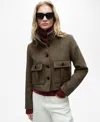 Mango Boxy Crop Jacket In Brown