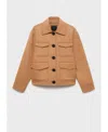 Mango Wool Jacket With Pockets In Animal Print