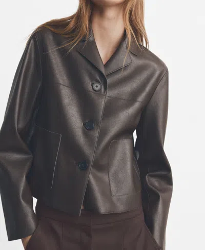 Mango Women's Pockets Faux-leather Jacket In Brown