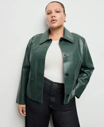 Mango Women's Pockets Faux-leather Jacket In Green