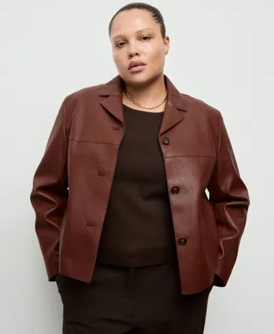 Mango Women's Pockets Faux-leather Jacket In Brown