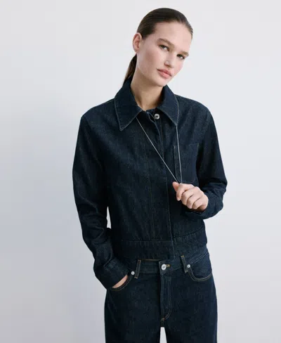 Mango Women's Pockets Fitted Denim Jacket In Blue