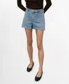 Mango Patch Pocket Denim Shorts In Blue